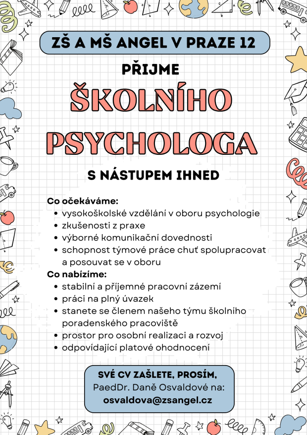 Nabídka práce - ŠKOLNÍ PSYCHOLOG