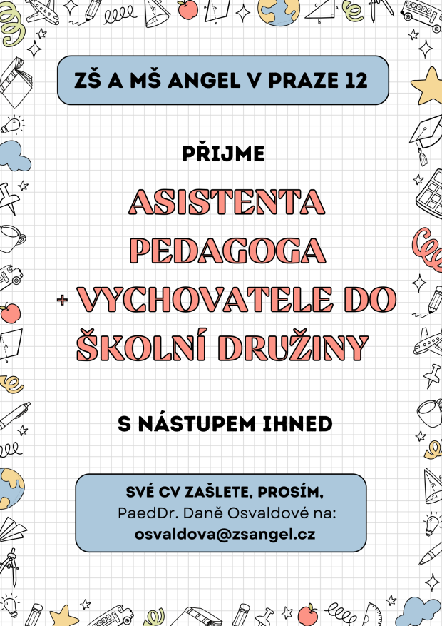 Nabídka práce - ASISTENT PEDAGOGA + VYCHOVATEL ŠKOLNÍ DRUŽINY